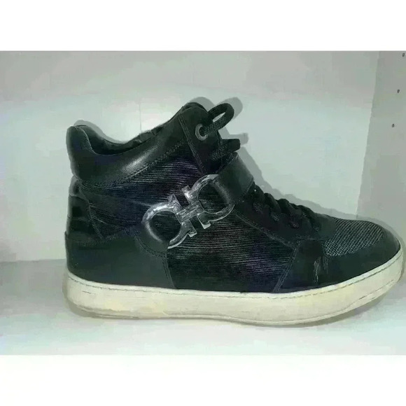 Salvatore Ferragamo Other - Salvatore Ferragamo Men's Black Leather High-Top Sneakers